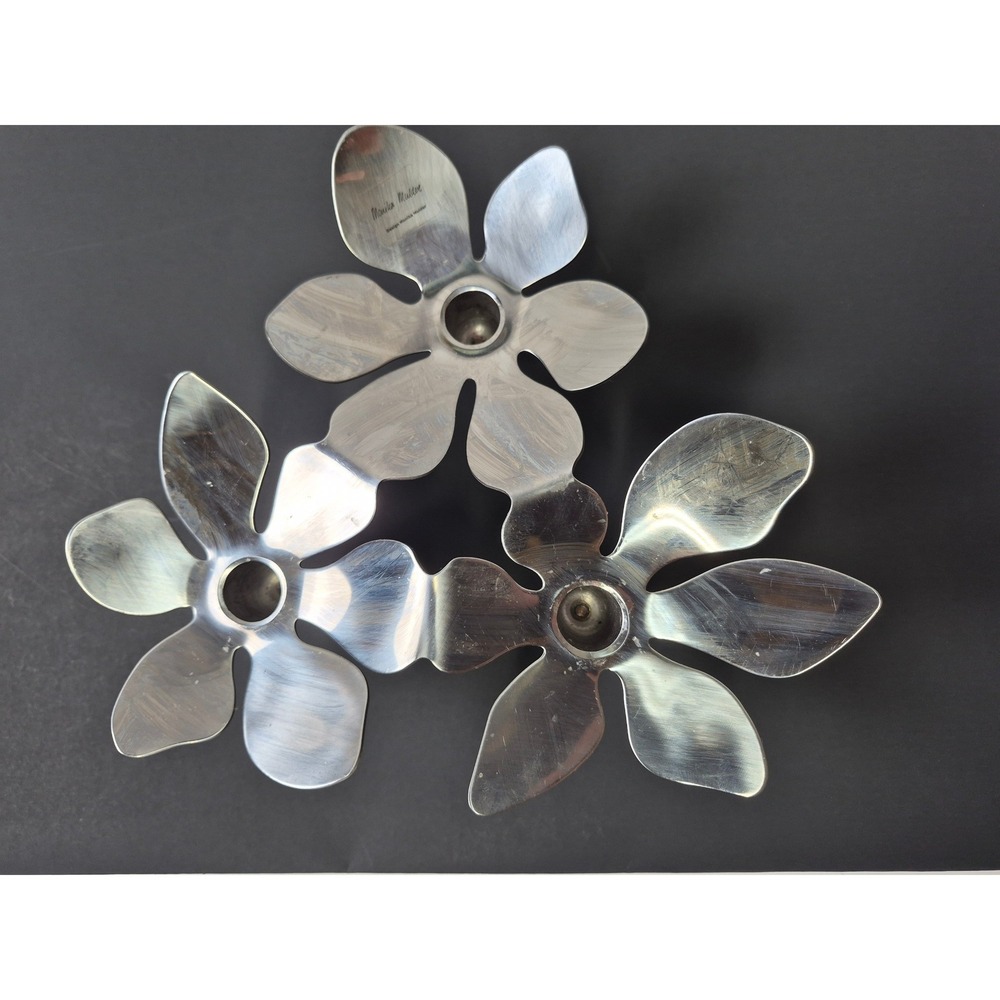 IKEA Monika Mulder VANGSTA Flower‎ Candle Holder Stainless Brutalist Vintage